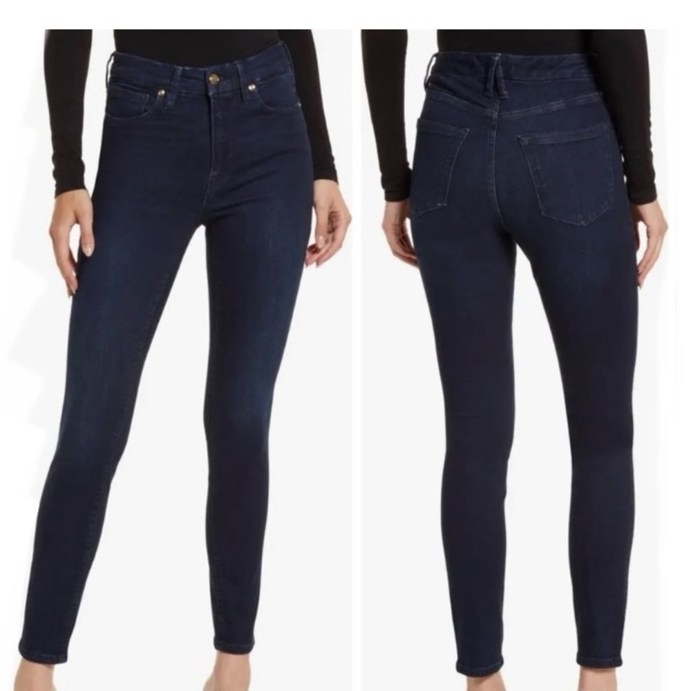 NEW GOOD AMERICAN GOOD LEGS DARK BLUE WASH HIGH RISE JEANS SIZE 6/28